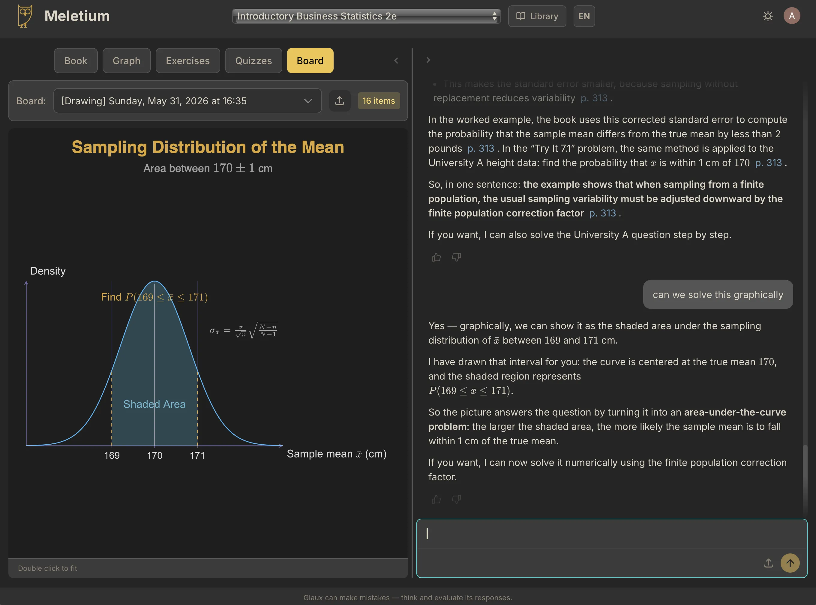 Board view in the Meletium app