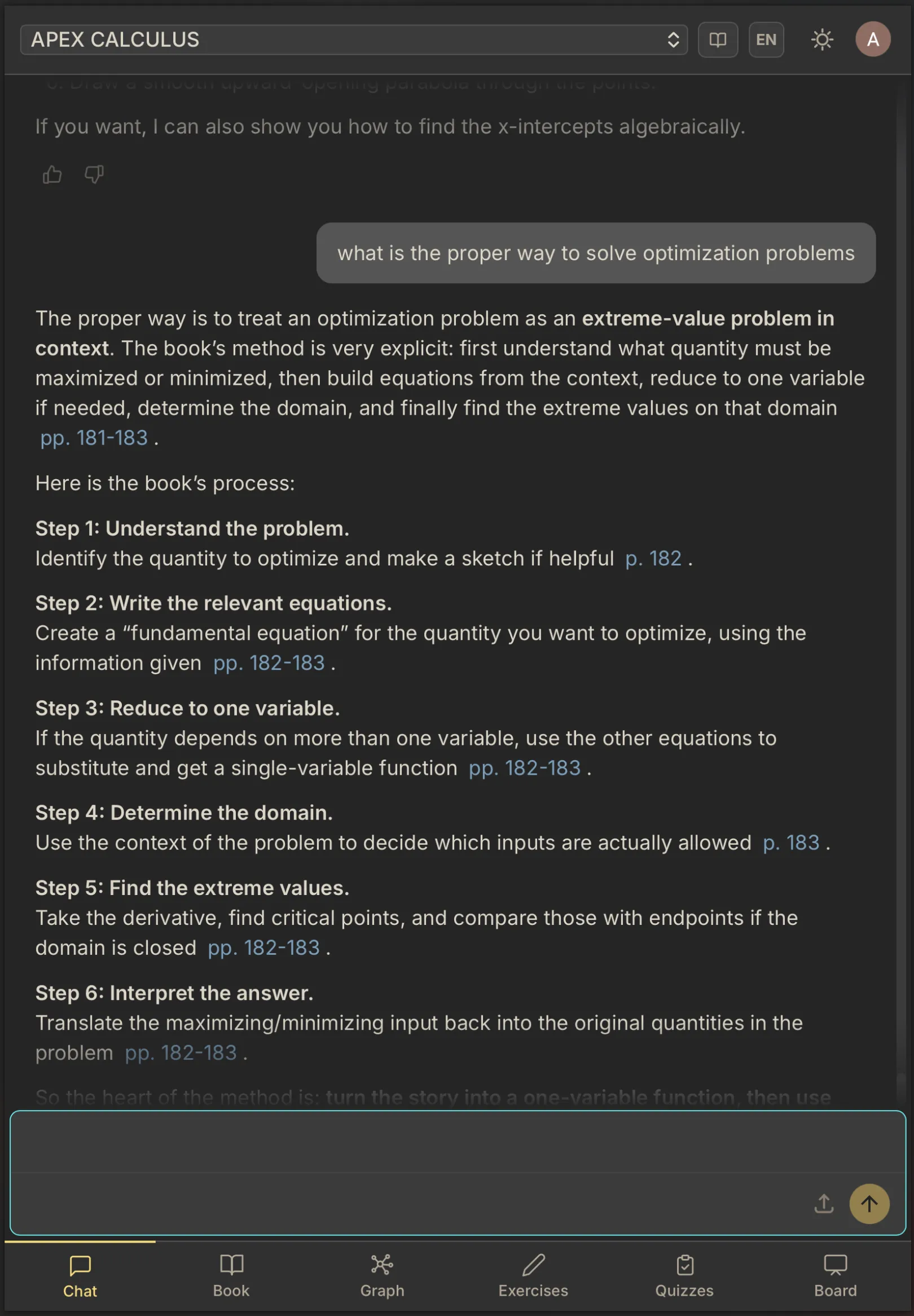 Meletium on mobile, showing the chat.